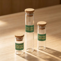 Botol Kaca Transparan DIN30mm dengan Tutup Bambu Dekoratif, Cetak Sablon, untuk Teh Bunga, Kue, 110ml