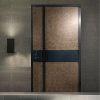 Porte d'entrée minimaliste en acier laminé d'aluminium avec poignée verticale pivotante champagne, anti-effraction, pour la rénovation de maison