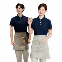 Polo unisexe en tissu tricoté en polyester, écologique, avec impression par transfert thermique, à manches courtes et fermeture boutonnée, pour uniforme de café-bar et restaurant