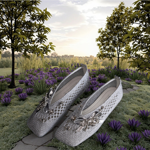 Zapatos <span class=keywords><strong>de</strong></span> mujer Dream Catcher Primavera Verano 2025, sin cordones, con correa ajustable, punta cuadrada, suela plana, diseño <span class=keywords><strong>de</strong></span> red <span class=keywords><strong>de</strong></span> pesca hueca, tendencia <span class=keywords><strong>de</strong></span> moda - Product Image 4