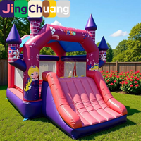 Château gonflable JingChuang pour enfants avec toboggan intégré, trampoline, pour intérieur et extérieur, en PVC épaissi, personnalisable, jeu ludique