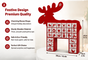 Calendrier de l'Avent de Noël en forme de renne festif avec 24 tiroirs pour bonbons, jouets et petits cadeaux - Product Image 4