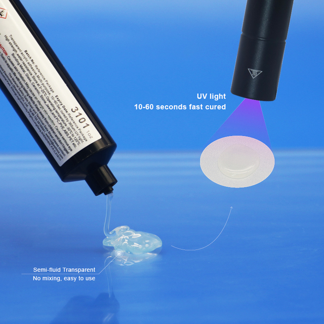 3101 Transparent Acrylic Adhesive UV-Cured Rapid Bonded Glass Ceramic Clear Hard Plastic High Temperature Water Resistance Glue