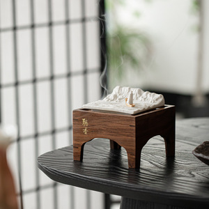 Brûleur d'encens en bois de noyer fait main, support pour plateau en bois de santal, article religieux aromatique, utilisation intérieure - Product Image 2