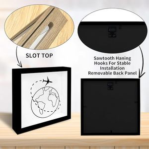 Caja de Ahorros de Madera Moderna Premium con Diseño de Mapa del Mundo y Flores - Estuche de Exhibición para Fondos de Aventura - Tarro de Ahorro de Gran Capacidad - Product Image 4