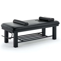 Table de massage professionnelle noire pour le visage avec portique facial 190*85*65cm, en cuir PU, avec étagère de rangement et porte-serviettes