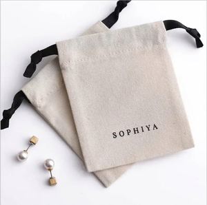 Bolsa de Tela de Algodón Muselina Orgánica Ecológica Personalizada, Bolsa Pequeña Blanca de Calicó con Cordón y Logotipo Impreso - Product Image 3