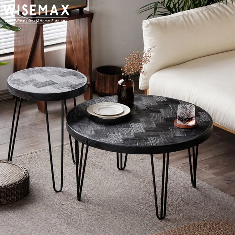 WISEMAX 가구 고품질 독특한 디자인 특별 커피 테이블 거실 나무와 금속 기본 티 테이블