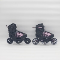 Patins à roulettes en ligne 3 roues pour adolescents et adultes, taille réglable, coque en PE, châssis en plastique, roulements ABEC-7, roues en PU, haute qualité, pour patinage de vitesse en extérieur