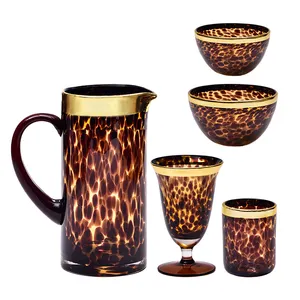 Meizhili Vintage Wijnglazen Beker Set Reliëf Amber Spots Bruiloft Sleutel Afstuderen Apr Item Lead Tag Servies Set Drink