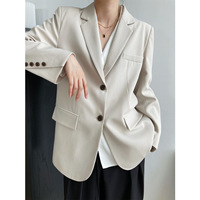 Veste de bureau décontractée pour femme, petit costume, couleur unie, deux boutons, pour le bureau, blazer tendance