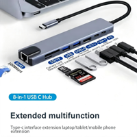 8-in-1 USB-C Docking Station USB 3.0 PD Hub With Charging Ethernet HDTV 4K TF/SD Card Reader for Mac-Book and Other Devices