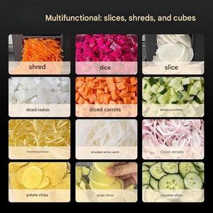 Coupe-légumes électrique 3 <span class=keywords><strong>en</strong></span> 1 : machine efficace pour couper <span class=keywords><strong>en</strong></span> dés, trancher et <span class=keywords><strong>râper</strong></span> (<span class=keywords><strong>julienne</strong></span>) avec plusieurs lames - Product Image 2