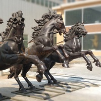 Sculpture de cheval noir en laiton moulé en usine, statue en bronze grandeur nature pour la décoration de jardin