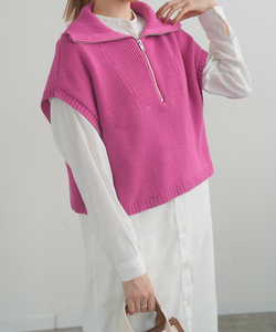 Personnalisé Zip up tricoté sans manches Crop tricots laine <span class=keywords><strong>cachemire</strong></span> femmes fermeture éclair recadrée pull <span class=keywords><strong>gilet</strong></span> pour femmes Polyester Viscose - Product Image 2