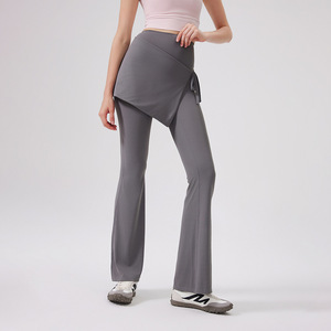 En gros, Leggings de yoga et de sport pour femmes 2-en-1 avec jupe portefeuille amovible, taille haute, effet ventre plat, respirants et à séchage rapide - Product Image 6