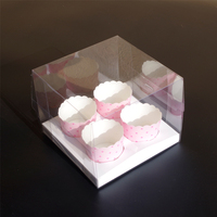 Lot de 4 boîtes de Cupcake en plastique transparent, emballage pour boulanger, blanc, 40 pièces