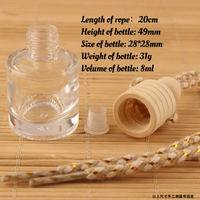 Bouteille diffuseur ronde en verre de 4 ml, blanche, vide, pour voiture, avec couvercle en bois, pour huiles essentielles - Vente en gros