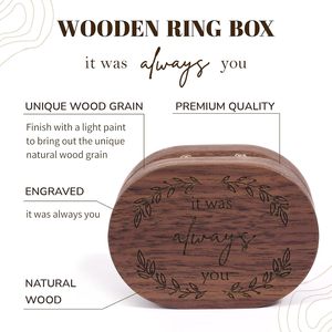 Caja para Anillo de Boda para Propuesta de Matrimonio, Soporte para Anillo de Compromiso, Regalo para el Día de la Boda, Caja de Almacenamiento de Anillos Rústica de Madera Hecha a Mano - Product Image 5