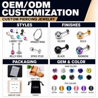 Vente en gros de bijoux de piercing corporel en titane ASTM F136 G23 à filetage interne, anneaux de nombril courbes avec incrustation de zircone cubique (CZ) ronde et colorée