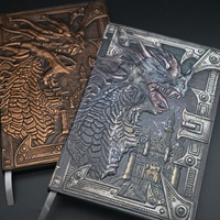 Carnet A5 en cuir PU avec motif dragon en relief 3D stéréo pour DND RPG, livre de dés pour joueurs, logo personnalisé en relief pour les fêtes