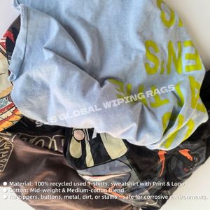 Chiffons industriels 100% coton, couleurs mélangées, chiffons de t-shirts recyclés, chiffons de nettoyage pour machines, chiffons recyclés pour le nettoyage industriel - Product Image 4