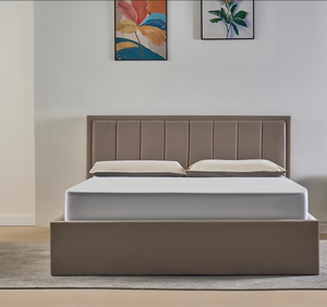 Letto Matrimoniale King Size Moderno di Lusso in Pelle per Villa/Appartamento, con Struttura in Legno e Rivestimento Imbottito, per Camera da Letto Adulti - Product Image 2