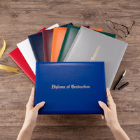 Carpeta de presentación de cuero PU A4 de alta calidad con estampado en caliente dorado/plateado para la presentación Premium escolar de certificados/diplomas