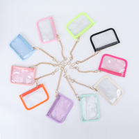 Dompet Mini Vintage Buatan Tangan Grosir 10 Warna Lucu, Tempat Kartu Unisex, Dompet Koin PVC Vinyl Transparan Ber-resleting, Gantungan Kunci