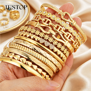 Bracelets OEM/OEM personnalisés, étanches, en acier inoxydable, plaqués or, bijoux fantaisie hypoallergéniques, bracelets pour femmes, style indien. - Product Image 1