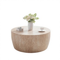 Table basse en travertin moderne Cammy Stone, design réversible, aucun assemblage requis, pour le mobilier de salon