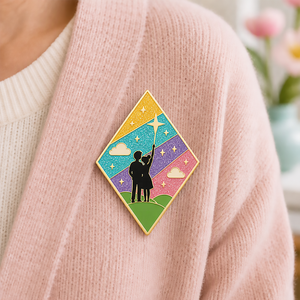 Pin de metal esmaltado con purpurina chapado en oro/plata al por mayor, LOGO personalizado, rombo, arcoíris, artesaní<span class=keywords><strong>a</strong></span> metálica, regalo de San Valentín - Product Image 3