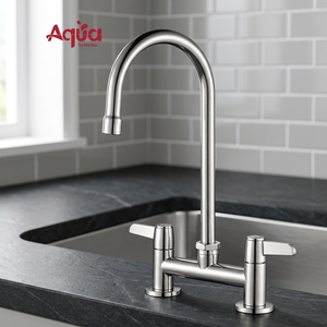 Commercial Dual Handle <b>Deck</b>-mounted Kitchen Faucet 304 Stainless Steel Kitchen Faucets Sink Brass Kitchen Mixer Faucet for Hotel - Product Image 3
