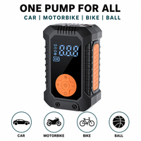 Gonfleur de pneus sans fil portable rechargeable, mini pompe à air avec affichage numérique LED, 4 embouts, pour voiture, moto, vélo, ballon, Type-C, SOS