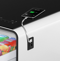 Table basse double porte personnalisée avec réfrigérateur intégré, table multifonctionnelle avec réfrigérateur et chargeur pour salon
