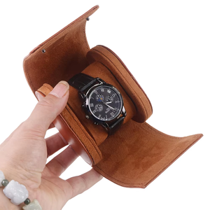 Premium Genuine Leather <b>Watch</b> Roll <b>Case</b> with Soft Lining Custom Logo Single Wristwatch Storage Gift Box - Product Image 3