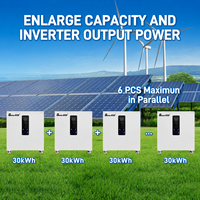 Système de stockage d'énergie domestique triphasé tout-en-un 51,2 V 587 Ah 30 kWh LiFePO4 hors réseau avec onduleur 12 kW, BMS 300 A, sortie AC 380 V