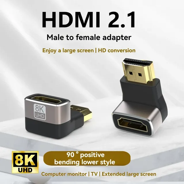 8K HDMI-Compatible Side Bend 90 Degree Adapter 90 Degree Right Angle 270 Degree Adapter HDMI Male To Female Expansion Connector