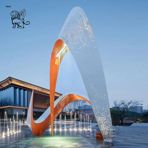 Blve ngoài trời trang trí hiện đại Lớn Vườn kim loại bức tượng gương đánh bóng mặt trăng thép không gỉ ánh sáng tác phẩm điêu khắc - Product Image 6