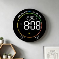 Nouvelle horloge murale LED multifonctionnelle moderne et créative en plastique avec grand écran pour l'ambiance du salon
