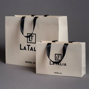 New Product Personalized Brand Drawstring Ribbon Handle <strong>White</strong> Cardboard Paper Gift <strong>Bag</strong> for <strong>Small</strong> Business - Product Image 4