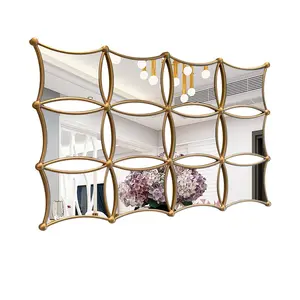 Fabrik zeitgenössische Luxus dekorative Rechteck Gold Metallrahmen Home Art Wand spiegel