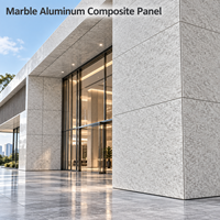 Panneau composite aluminium-marbre 4 mm 1220x2440 mm aspect pierre ivoire, revêtement PVDF pour décoration murale extérieure de villa