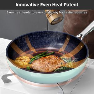 Juego de Utensilios de Cocina Antiadherentes de Cerámica y Aluminio Ligero de 13 Piezas, con Tapas de Vidrio, Resistentes al Calor, con Asas de Acero Inoxidable, Aptos para <span class=keywords><strong>Horno</strong></span>, Libres de PFAS - Product Image 3