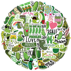 50 Pezzi <span class=keywords><strong>Adesivi</strong></span> <span class=keywords><strong>Divertenti</strong></span> a Tema Cetrioli Verdi per Regali, Bottiglie, Decorazione Auto, Vinile, Meme Cartoon di Cetrioli - Product Image 2