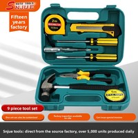 SNJUE Boîte à outils ménagers en métal 9 pièces, mallette en plastique, marteau, ensemble d'outils pratiques, outils combinés pour la réparation à domicile et automobile