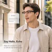 Lunettes Intelligentes IA avec Caméra 8MP, Lunettes de Soleil Semi-Cerclées, Enregistrement Vidéo HD, Appel et Transfert Wi-Fi pour Hommes et Femmes