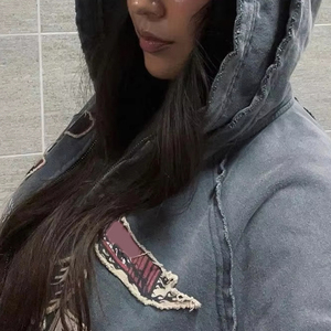 Biểu Tượng Tùy Chỉnh Các Nhà Sản Xuất Mặt Trời Faded Thêu Pháp Đau Khổ Terry Zip up Người Đàn Ông Quần Áo Hoodie Cho Nam Giới Hoodies & Áo Nỉ - Product Image 5