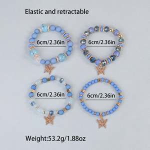 Penjualan Terbaik Vintage Boho warna-warni perhiasan kupu-kupu tumpukan multi-lapisan kaca manik Gelang Set - Product Image 2