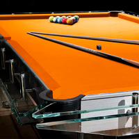 Table de billard en verre trempé cristallin de qualité supérieure, 7, 8 ou 9 pieds, en acier inoxydable, pour club privé de luxe ou domicile
